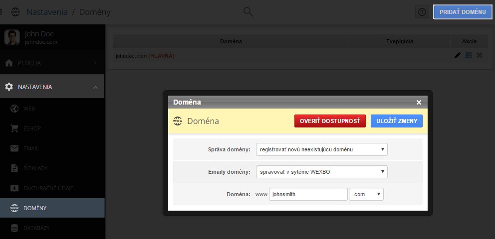 wexbo domain settings