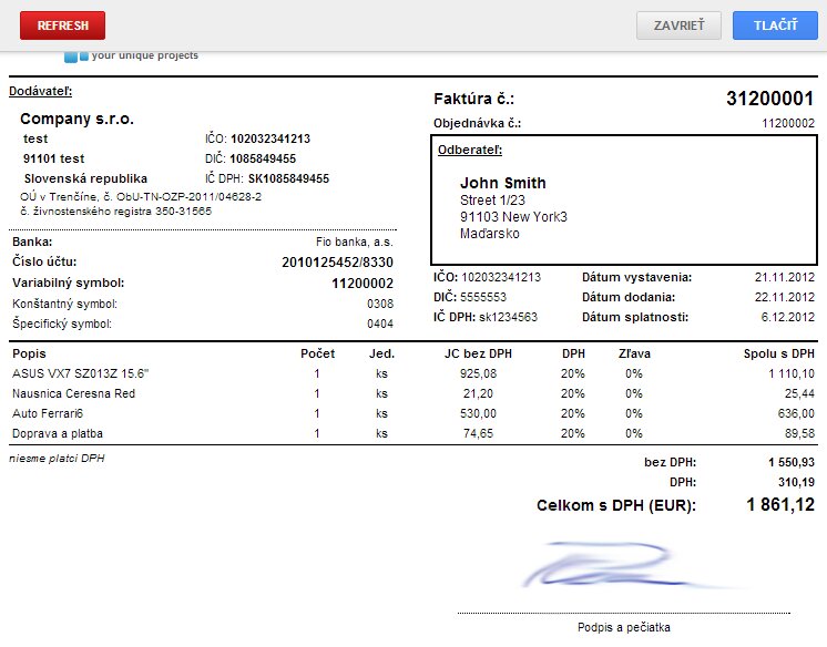 invoice set