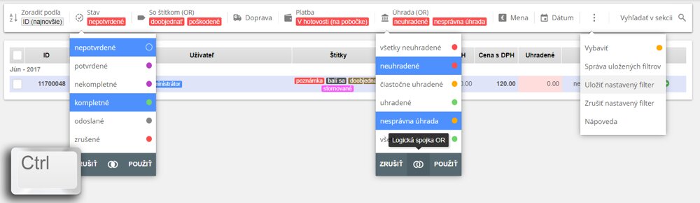create combinations filters
