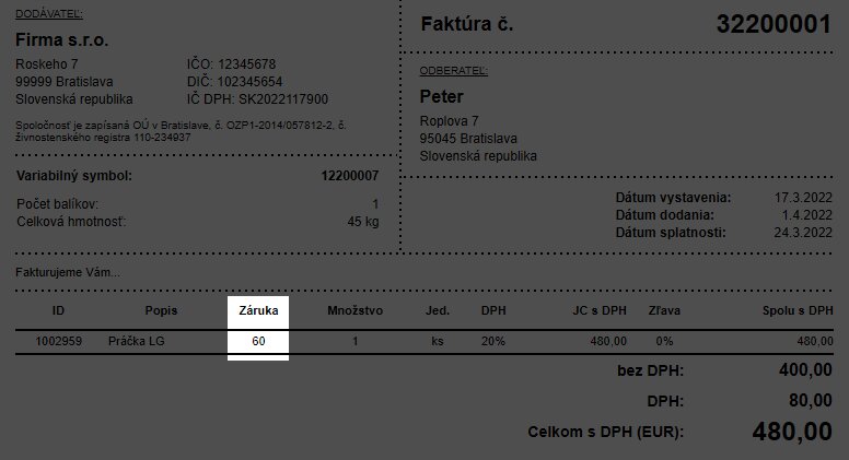 warranty invoice