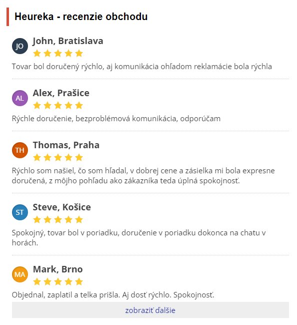 heureka reviews shop