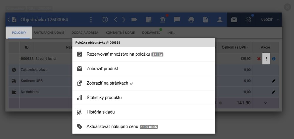 more actions item in order